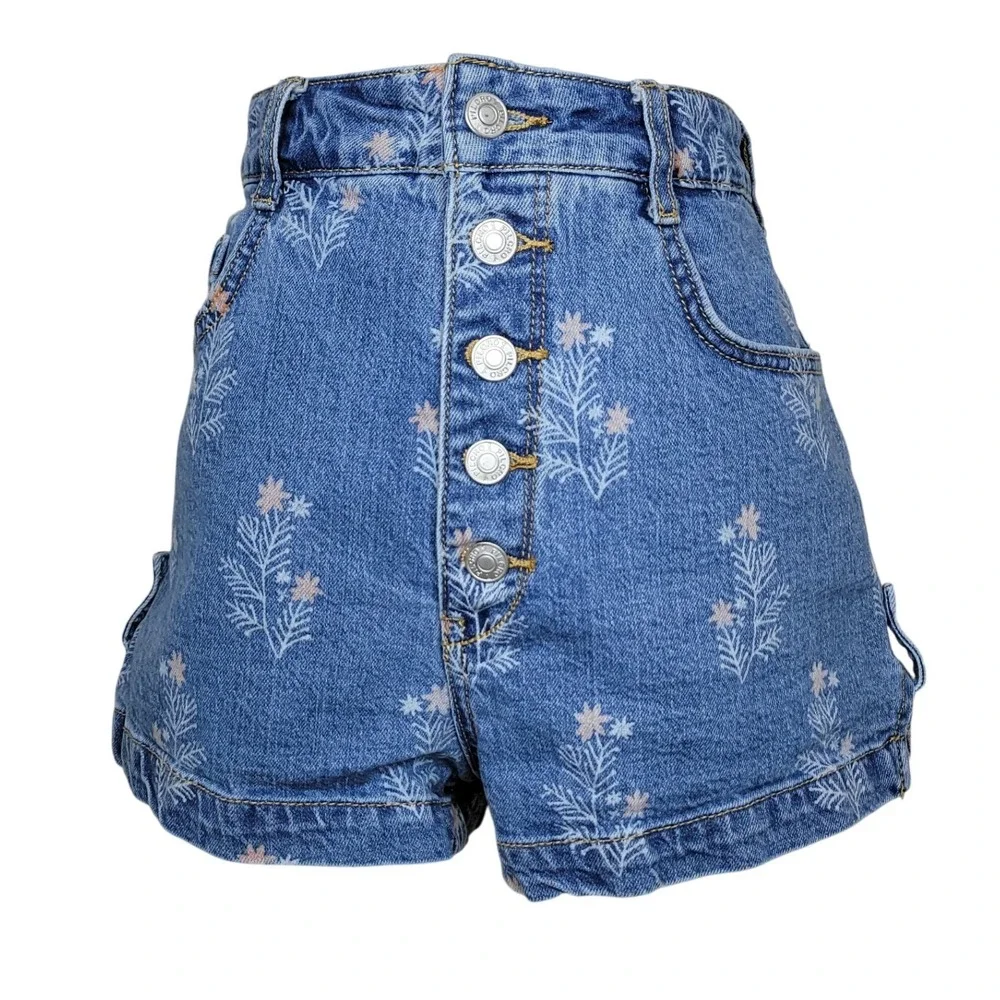 Anthropologie Pilcro Ultra High Rise Floral Denim Shorts 31 Summer Cottagecore - Picture 2 of 8